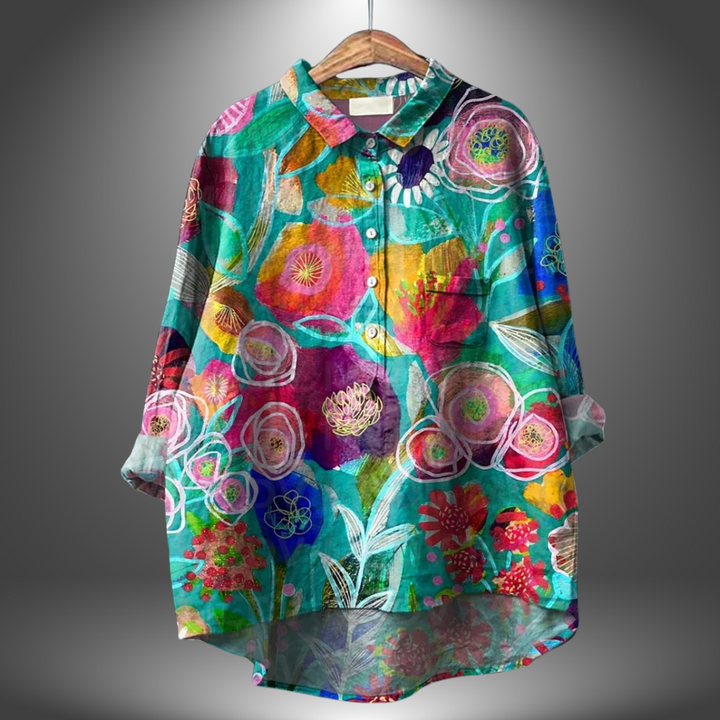 Saria™ | Chemise Florale Artisanale pour Femmes Élégantes