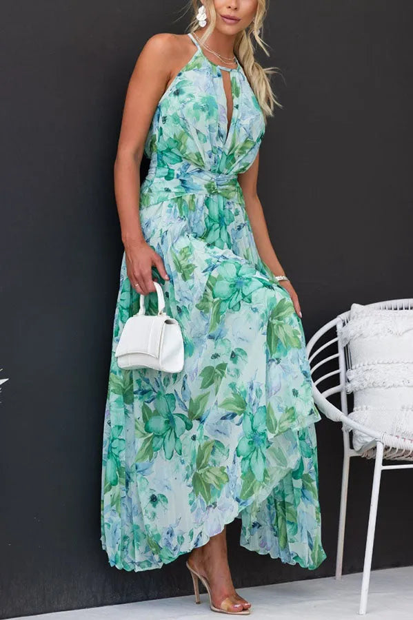 Marlee™ | Robe Midi Plissée avec Décolleté Floral Élégant