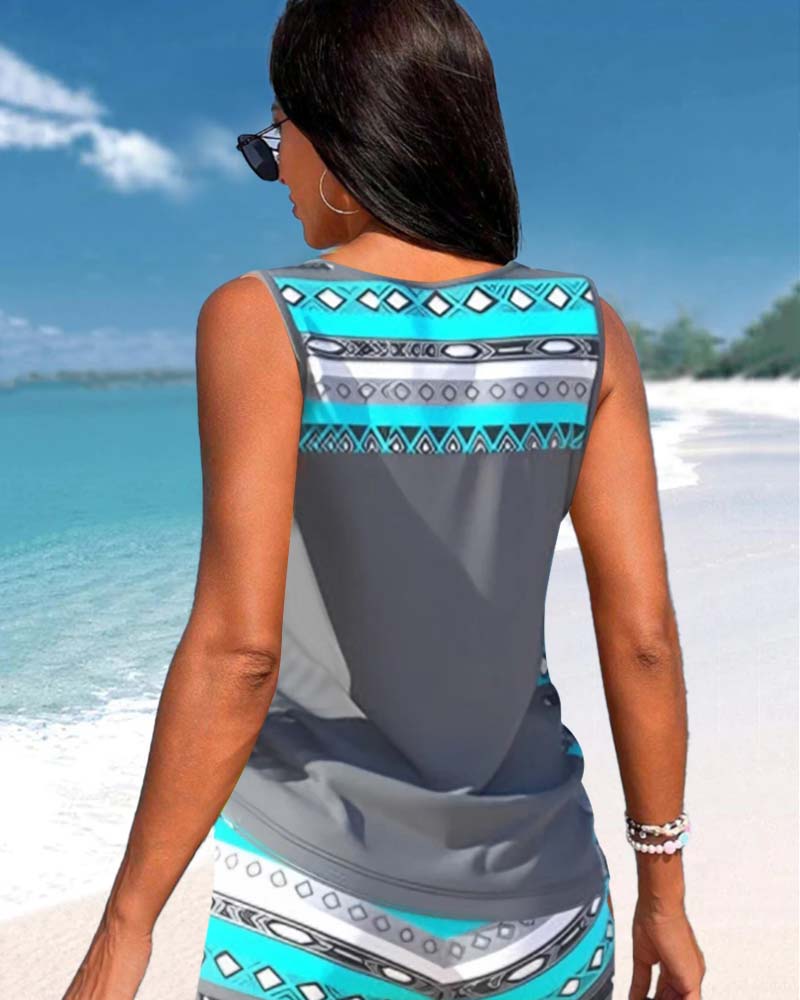 Alice™ | Tankini avec Design Géométrique et Décolleté en V