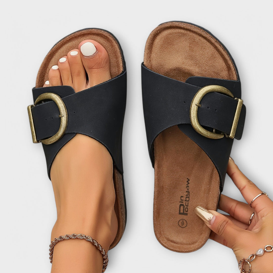 Margie - Sandales en liège pour femmes avec lanières à boucle