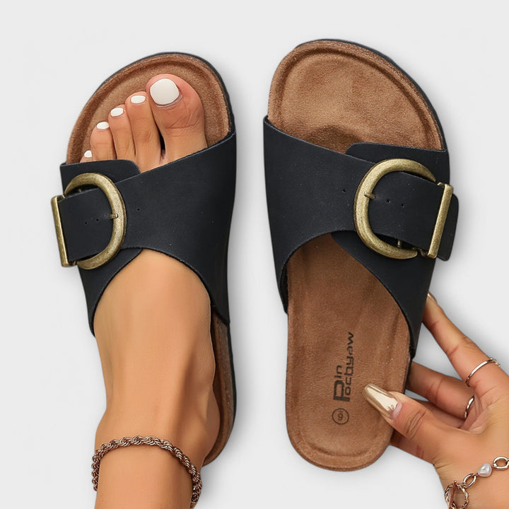 Margie - Sandales en liège pour femmes avec lanières à boucle