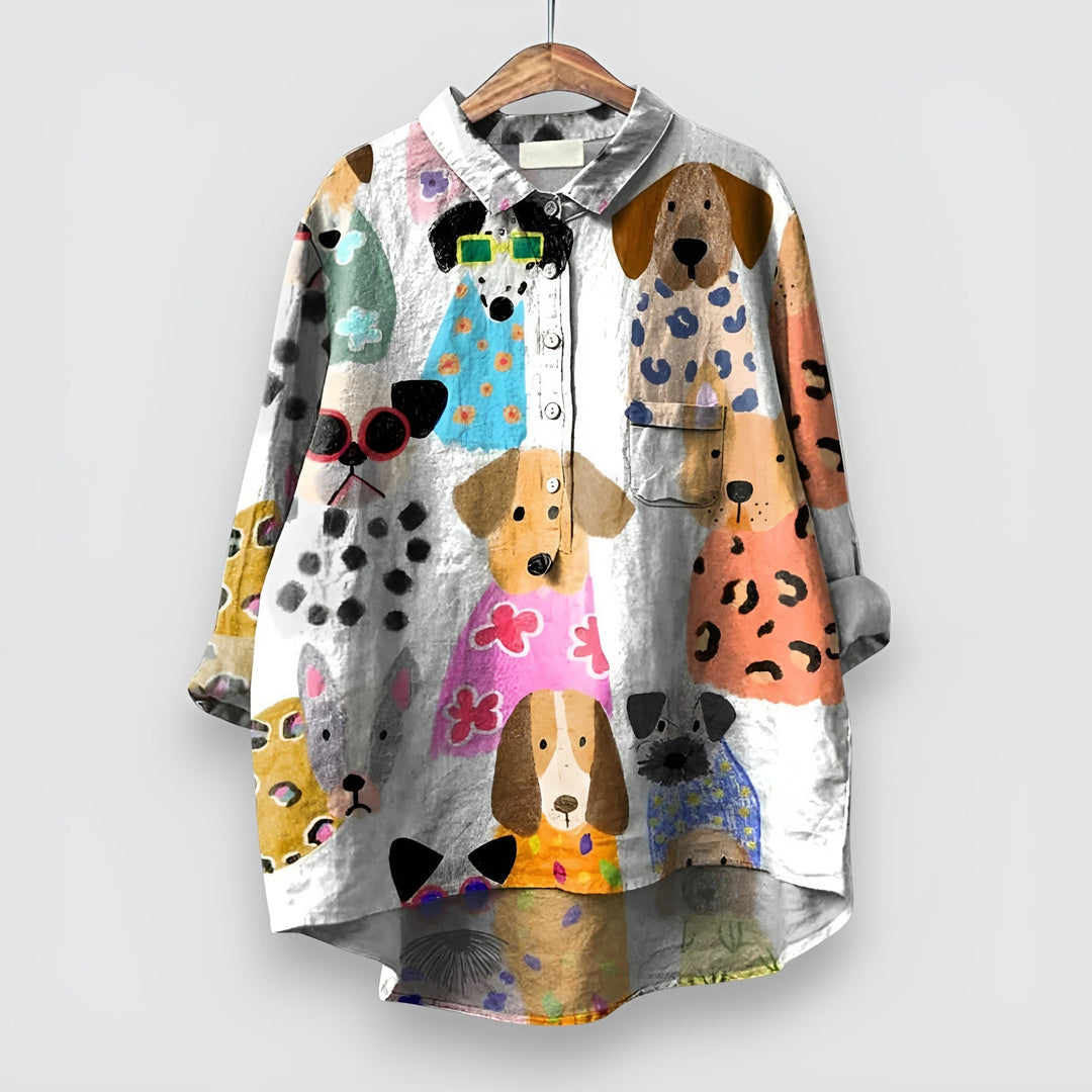 Evia™ | Chemise Femme avec Imprimé de Chien Élégant