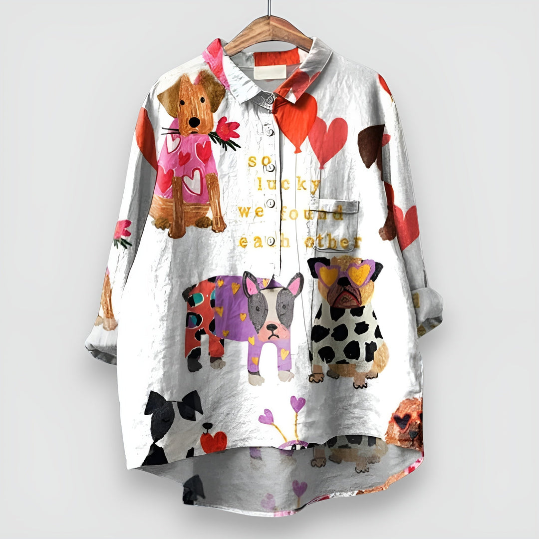 Evia™ | Chemise Femme avec Imprimé de Chien Élégant