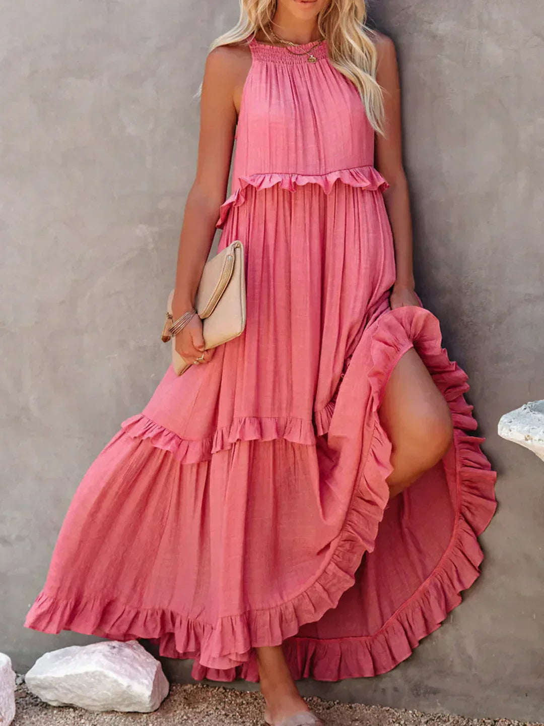 LANDRY | Robe sans manches avec volants chic
