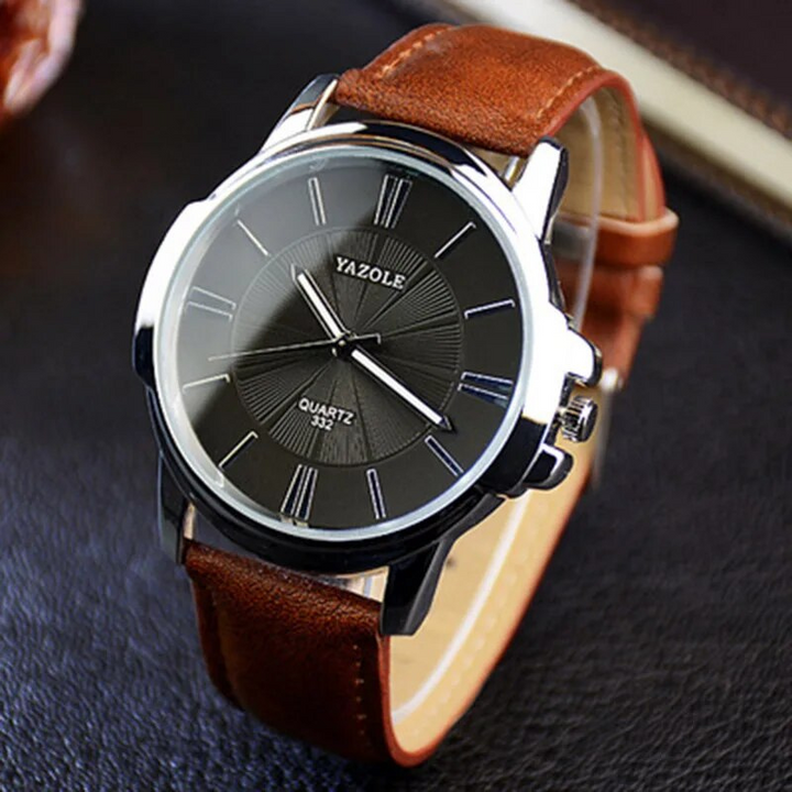Montre en Cuir en Verre Bleu Luxueux™ - Olsen & Olsen