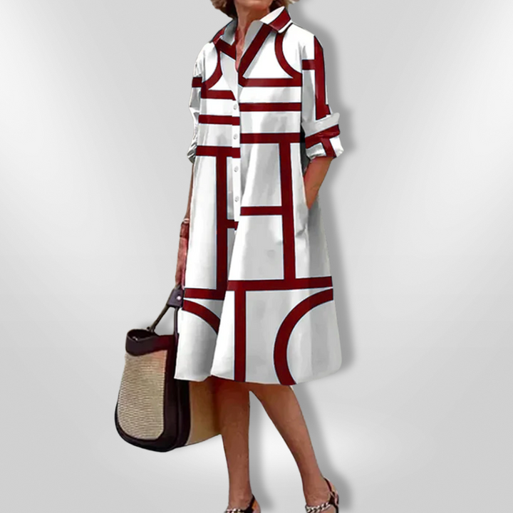 Talora™ | Robe Midi Géométrique Élégante et Flatteuse
