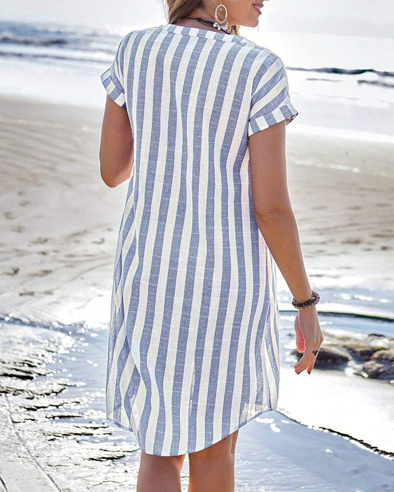 Martina™ | Robe Chemise Rayée Élégante