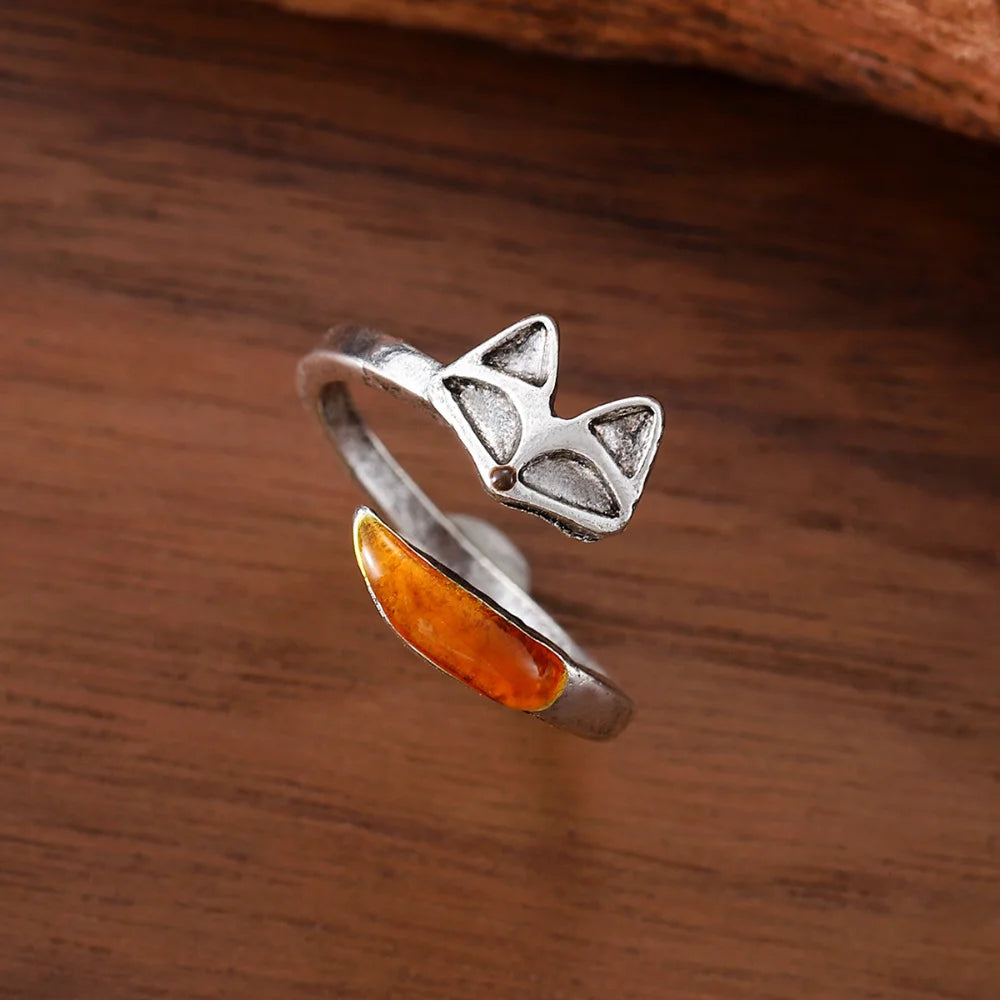 Bague Vintage en Argent 925 avec Motif de Renard – Fenya