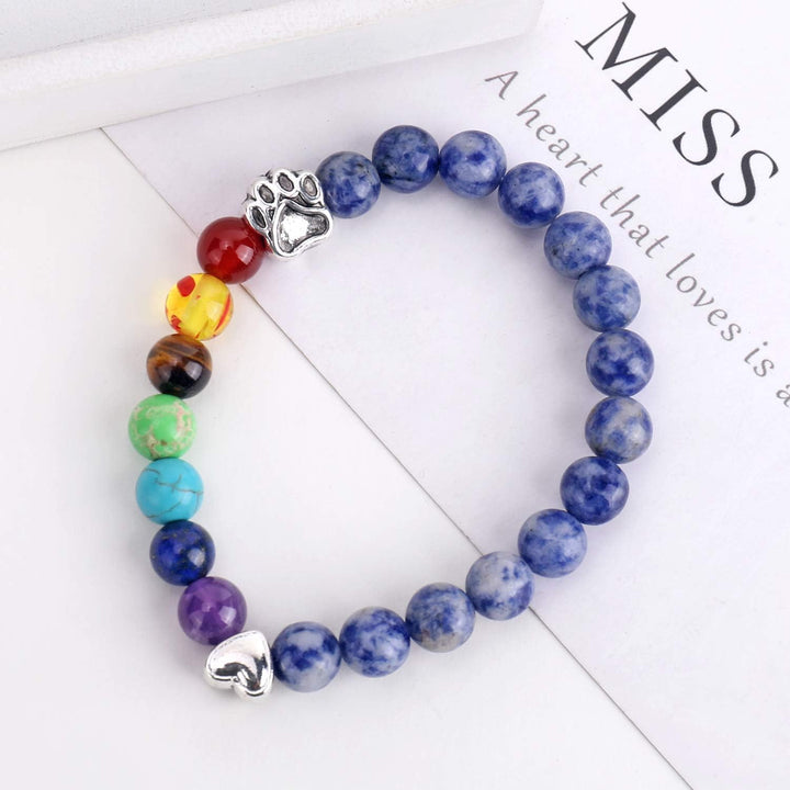 Bracelet de Souvenir Arc-en-Ciel avec 7 Perles de Chakra en Pierre Naturelle – LUMIN