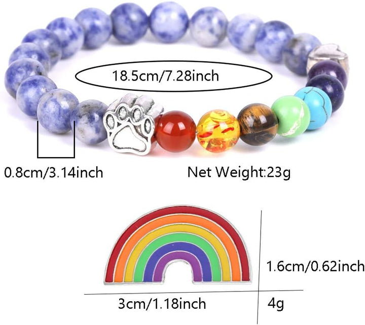 Bracelet de Souvenir Arc-en-Ciel avec 7 Perles de Chakra en Pierre Naturelle – LUMIN
