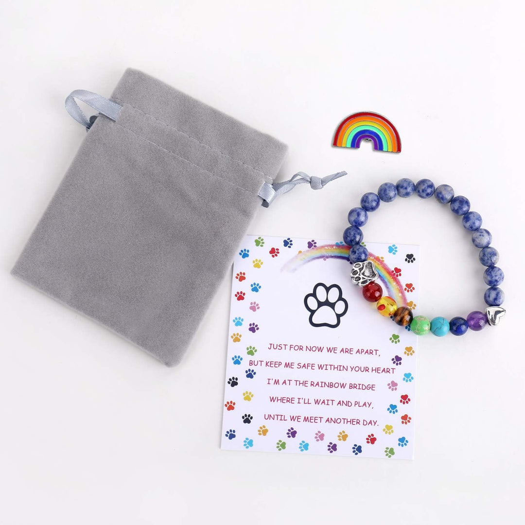 Bracelet de Souvenir Arc-en-Ciel avec 7 Perles de Chakra en Pierre Naturelle – LUMIN