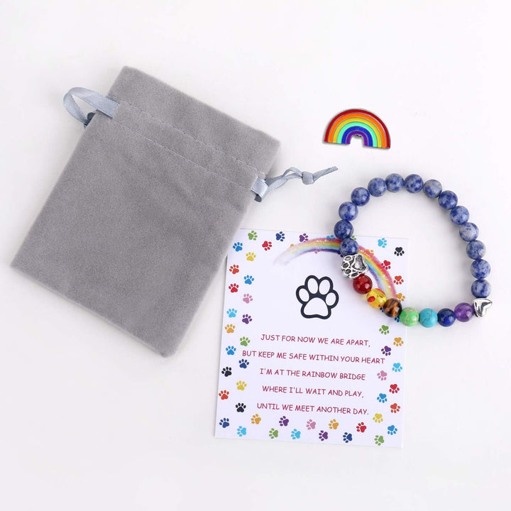 Bracelet de Souvenir Arc-en-Ciel avec 7 Perles de Chakra en Pierre Naturelle – LUMIN