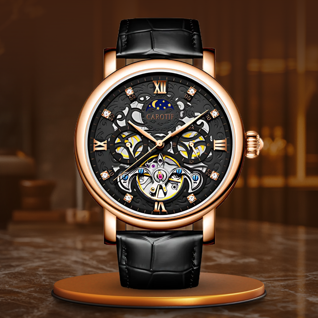 MONTRE AUTOMATIQUE MÉCANIQUE EN CUIR D'AFFAIRES™ - Olsen & Olsen