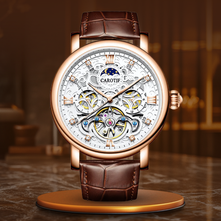 MONTRE AUTOMATIQUE MÉCANIQUE EN CUIR D'AFFAIRES™ - Olsen & Olsen