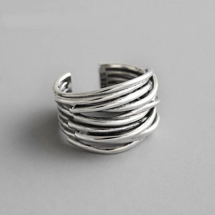 Bague en argent à couche ajustable