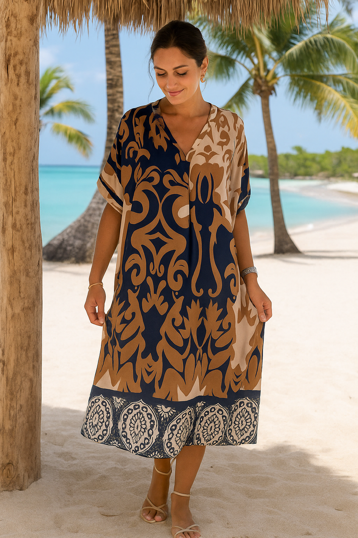 Aline™ | Robe Midi d'Été Amusante avec Décolleté en V Flatteur