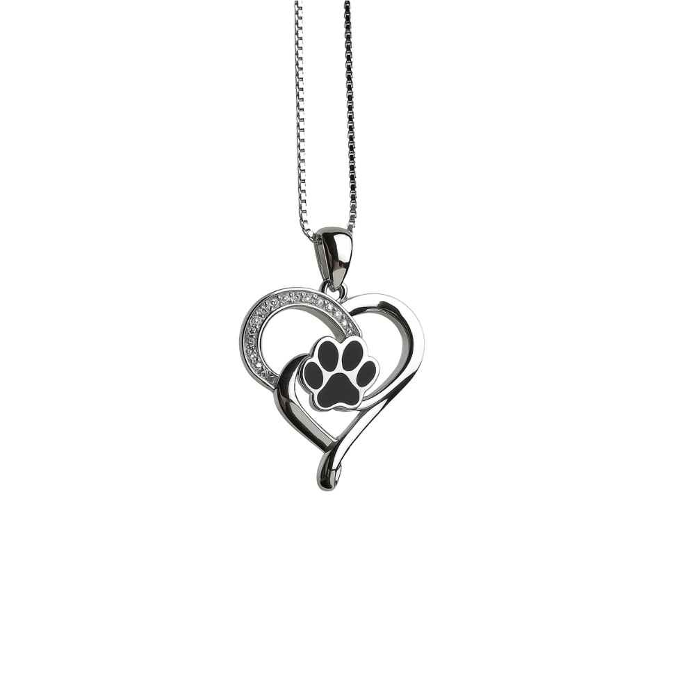 Collier Infini avec cœur et patte en argent -Elin