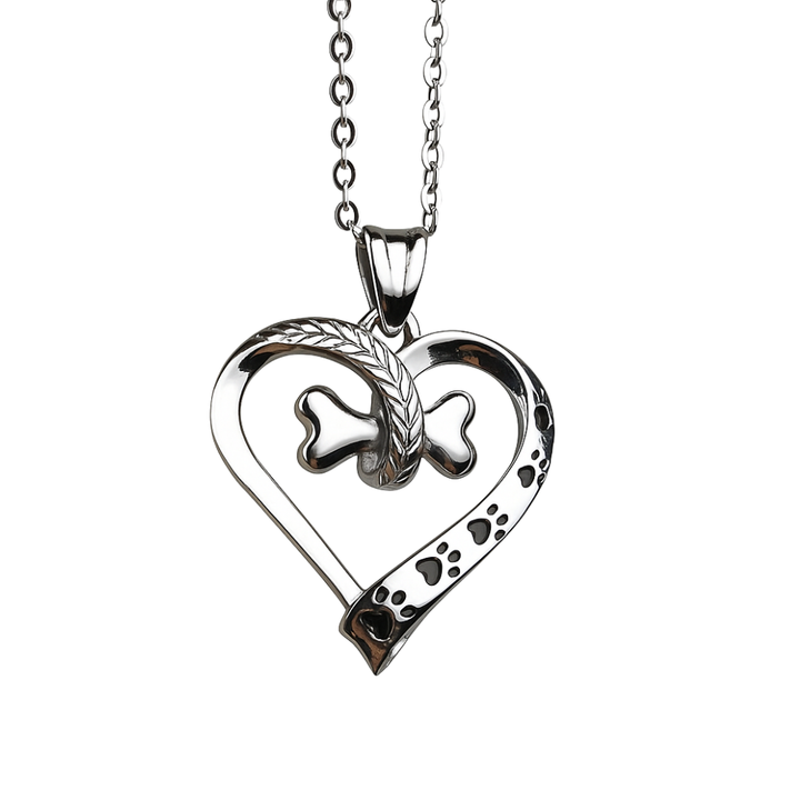 Collier en argent avec patte et cœur - Nala