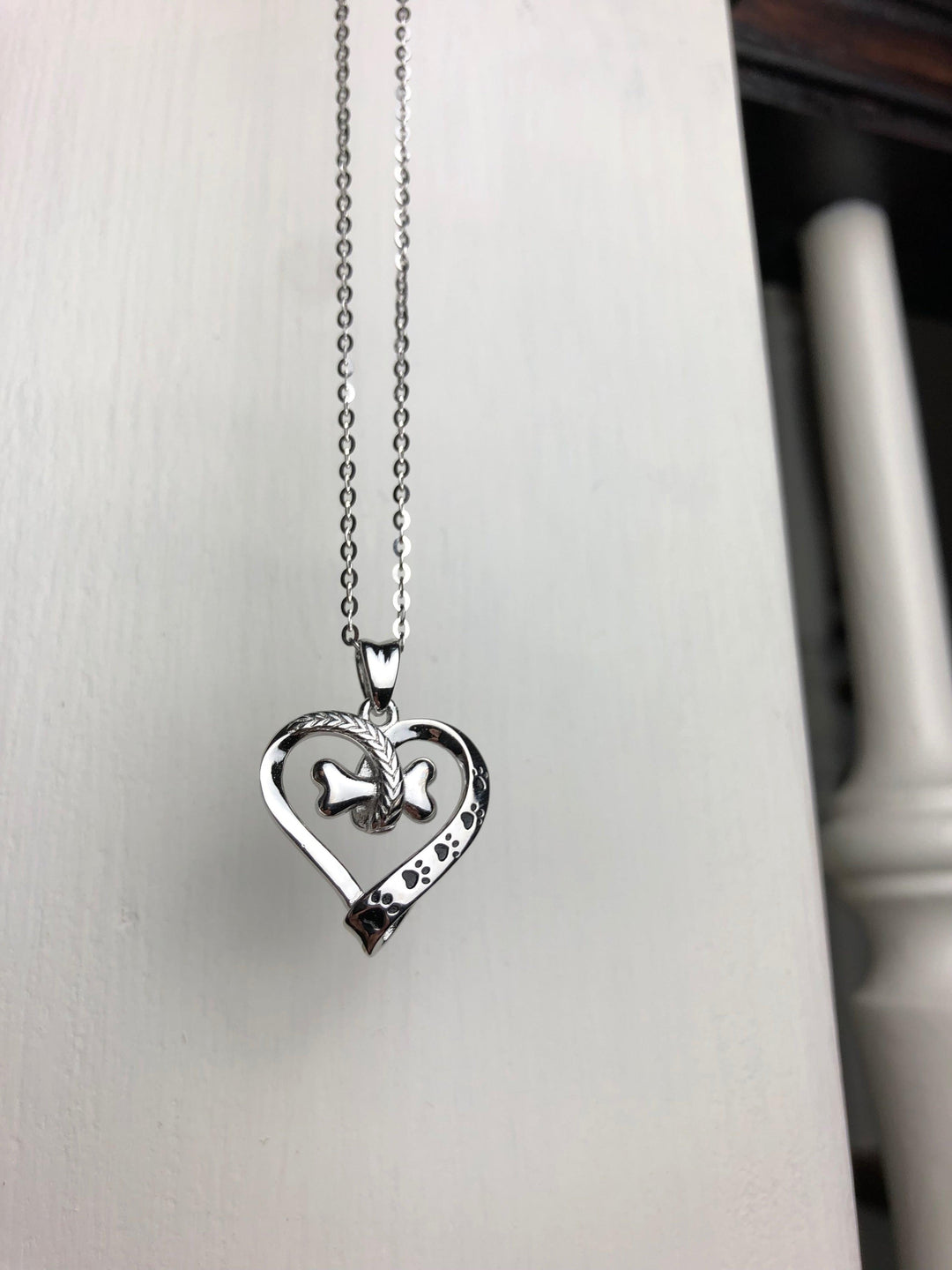 Collier en argent avec patte et cœur - Nala