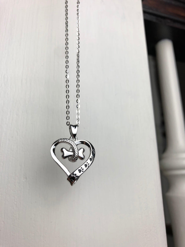Collier en argent avec patte et cœur - Nala