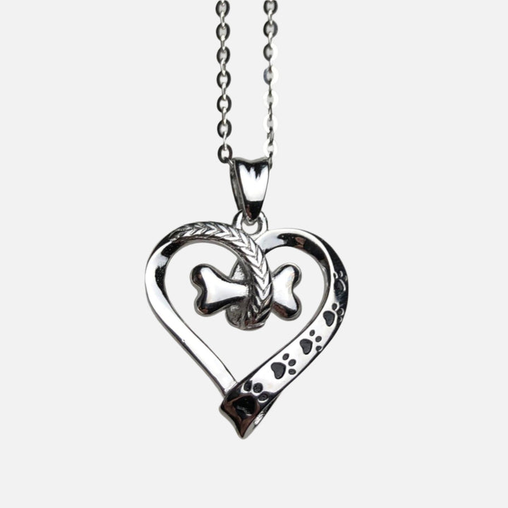 Collier en argent avec patte et cœur - Nala