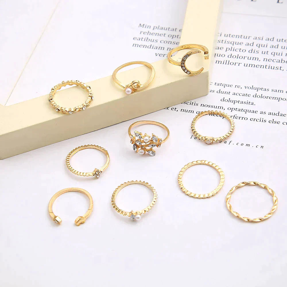10 paires de bagues bohémiennes en argent et en or