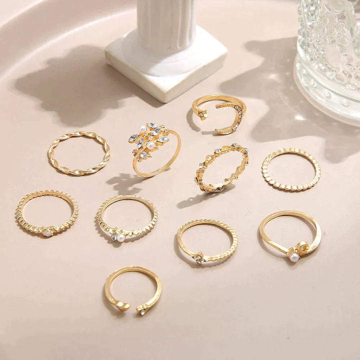 10 paires de bagues bohémiennes en argent et en or