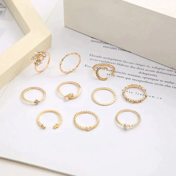 10 paires de bagues bohémiennes en argent et en or