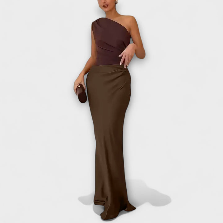 Elene™ | Robe Maxi Plissée Éléganter à Une Épaule