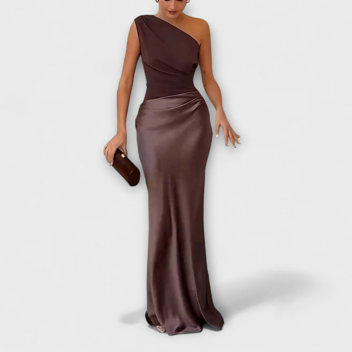 Elene™ | Robe Maxi Plissée Éléganter à Une Épaule