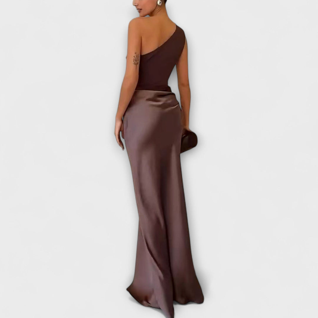 Elene™ | Robe Maxi Plissée Éléganter à Une Épaule