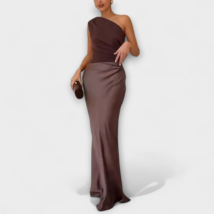 Elene™ | Robe Maxi Plissée Éléganter à Une Épaule