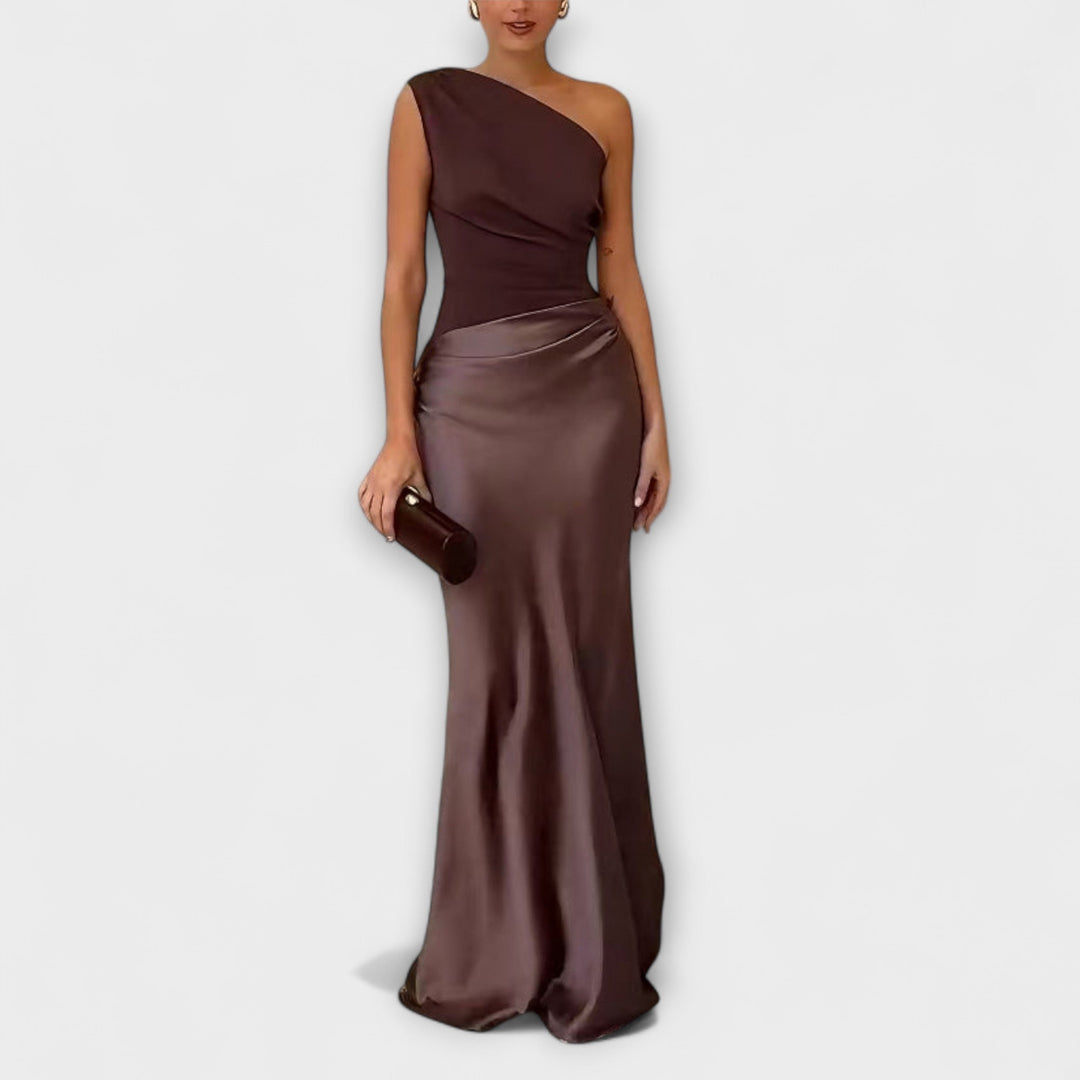Elene™ | Robe Maxi Plissée Éléganter à Une Épaule