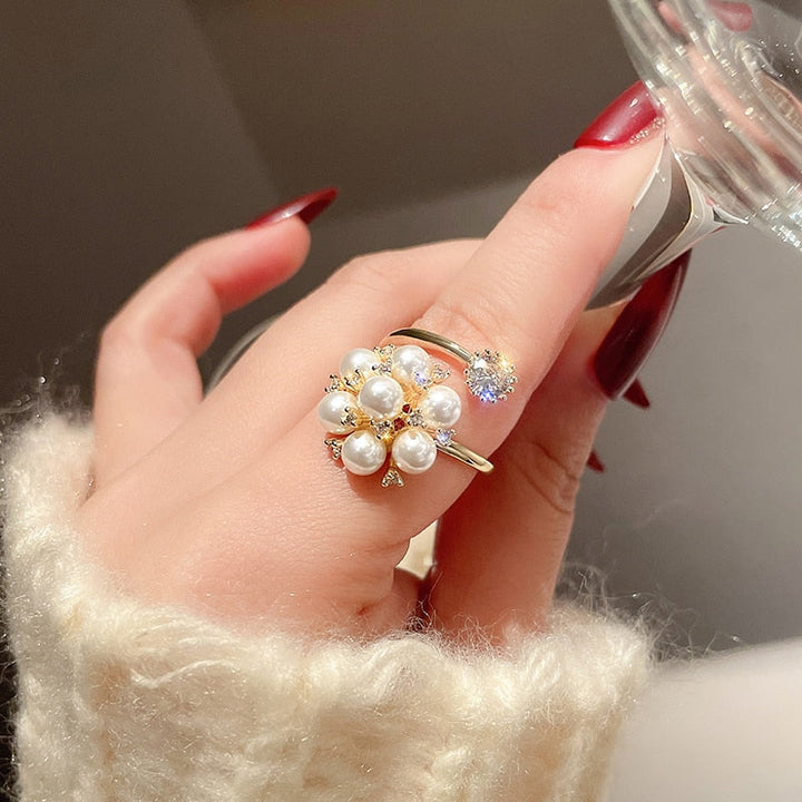 Bague réglable mignonne avec perles