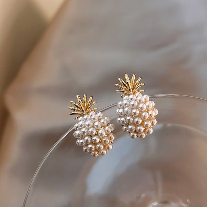 Boucles d'oreilles en ananas tropical et ornées de perles