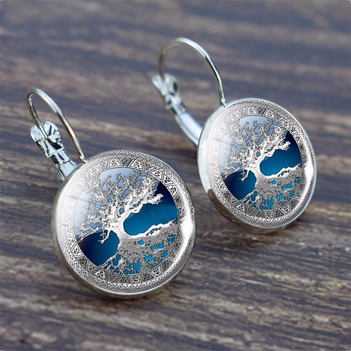 Boucles d'oreilles en arbre de vie argentées