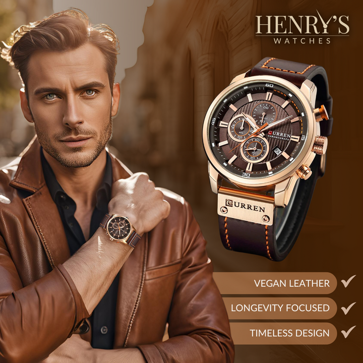 Montre élégante en quartz avec bracelet en cuir™ de Olsen & Olsen