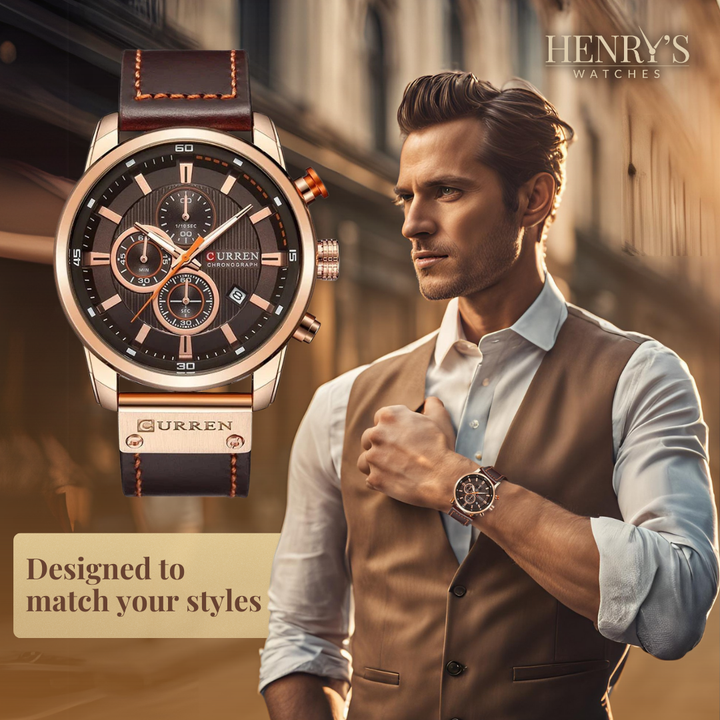 Montre élégante en quartz avec bracelet en cuir™ de Olsen & Olsen