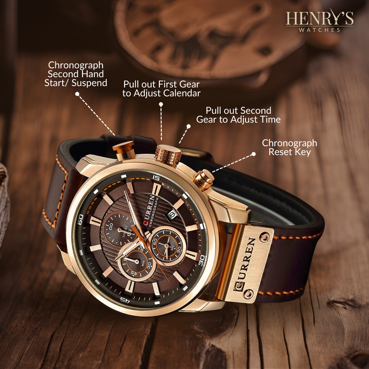Montre élégante en quartz avec bracelet en cuir™ de Olsen & Olsen