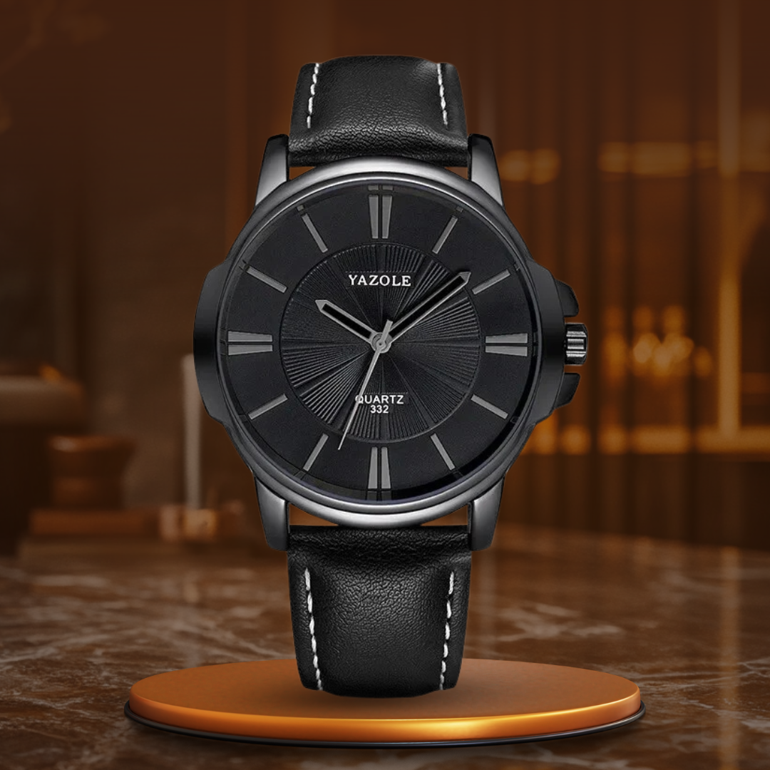 Montre en Cuir en Verre Bleu Luxueux™ - Olsen & Olsen