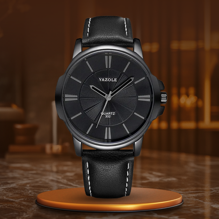 Montre en Cuir en Verre Bleu Luxueux™ - Olsen & Olsen