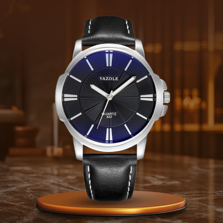Montre en Cuir en Verre Bleu Luxueux™ - Olsen & Olsen