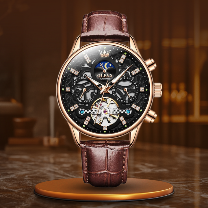 Montre Automatique Mécanique avec Bracelet en Cuir™ - Olsen & Olsen
