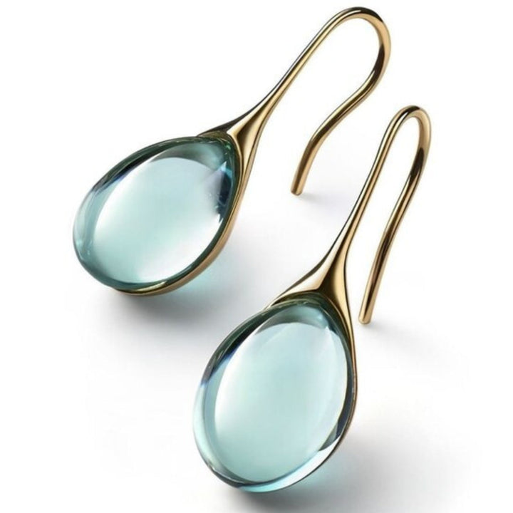 Boucles d'oreilles en goutte de cristal en or et en argent