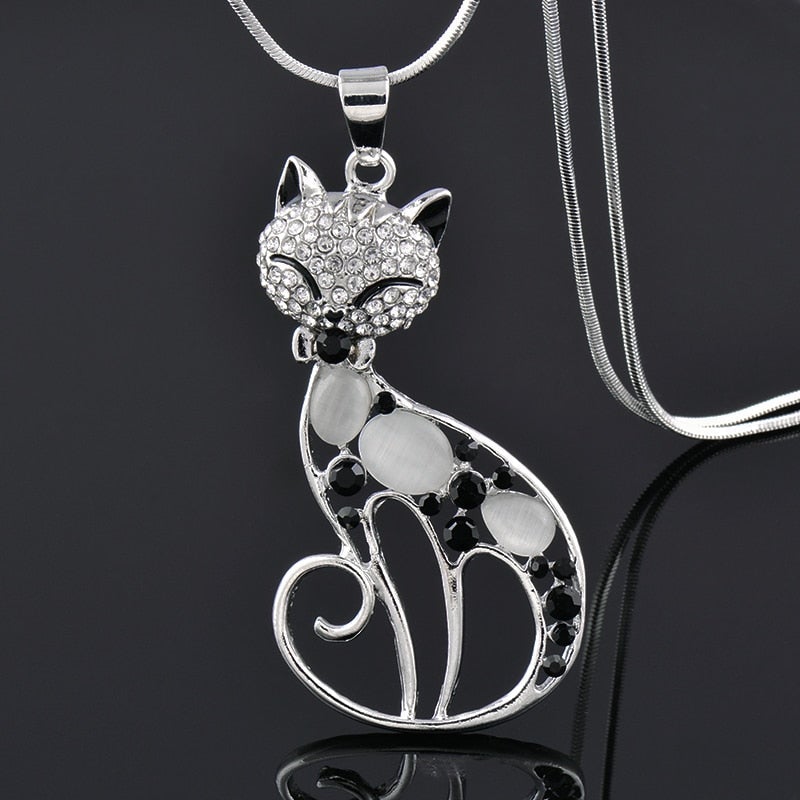 Naya - collier Chat en argent 925 avec de la zircone