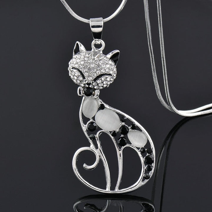 Naya - collier Chat en argent 925 avec de la zircone
