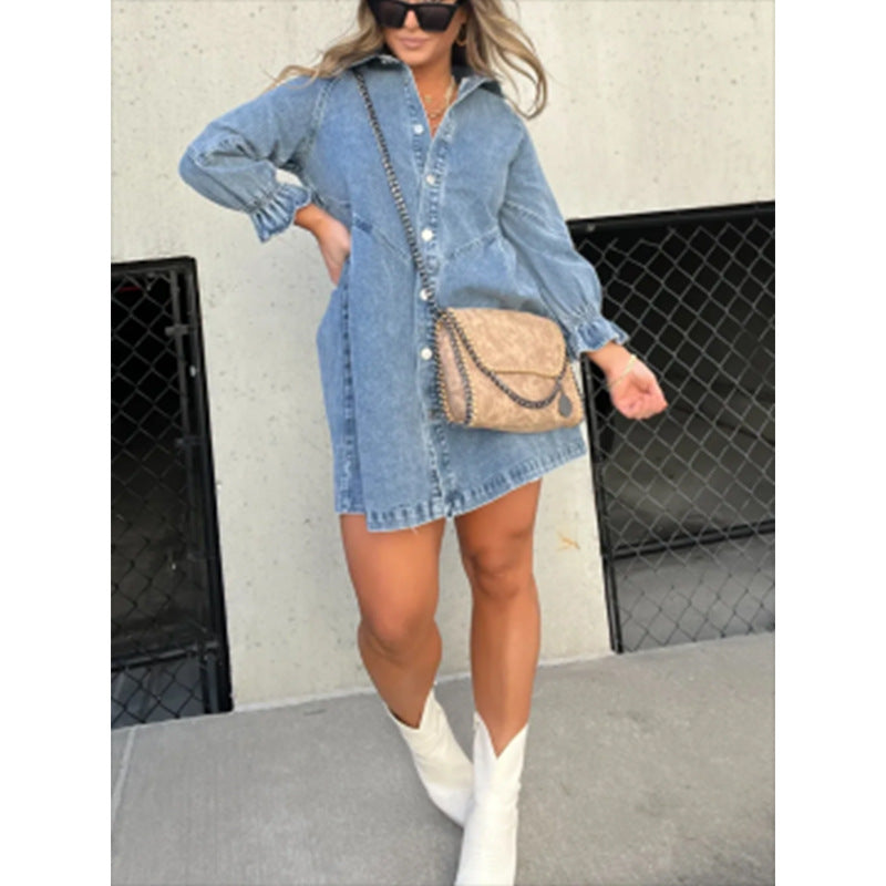 Anaïs™ | Robe Chemise à Manches Lanternes Tendance