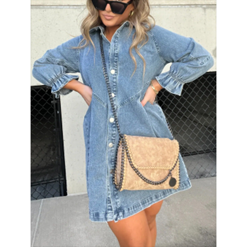 Anaïs™ | Robe Chemise à Manches Lanternes Tendance