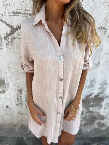 Camille™ | Robe Chemise Élégante à Manches Courtes
