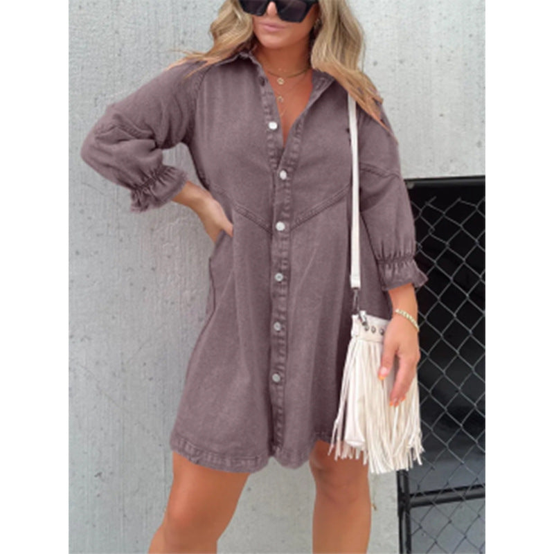 Anaïs™ | Robe Chemise à Manches Lanternes Tendance